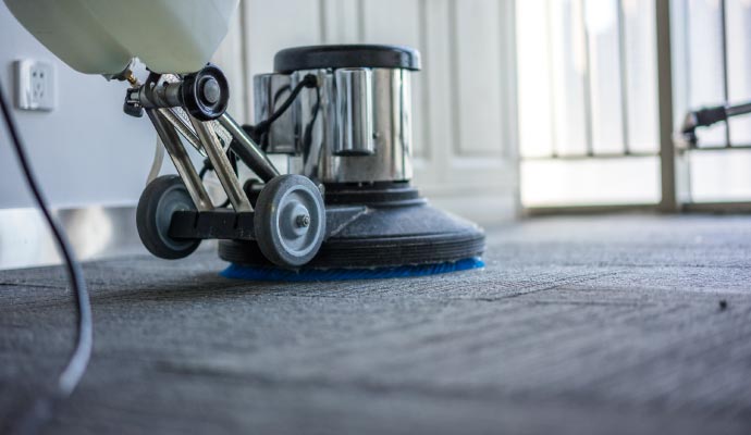 Carpet cleaning service with bonnet buffing method