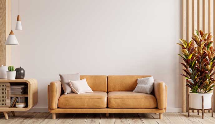 A clean sofa in a living room