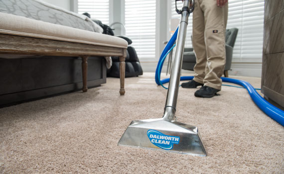 A professional man cleaning stains and odor from carpet