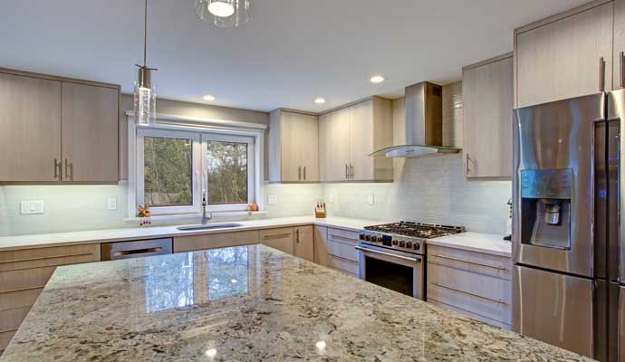 Clean granite kitchen countertop